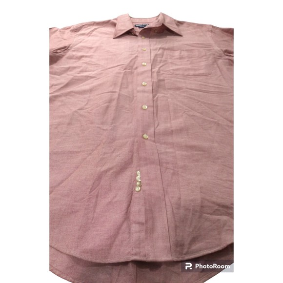Land's End Men's Long Sleeve Maroon Button Up Dress Shirt Size L 16.5 (35) - Picture 6 of 6